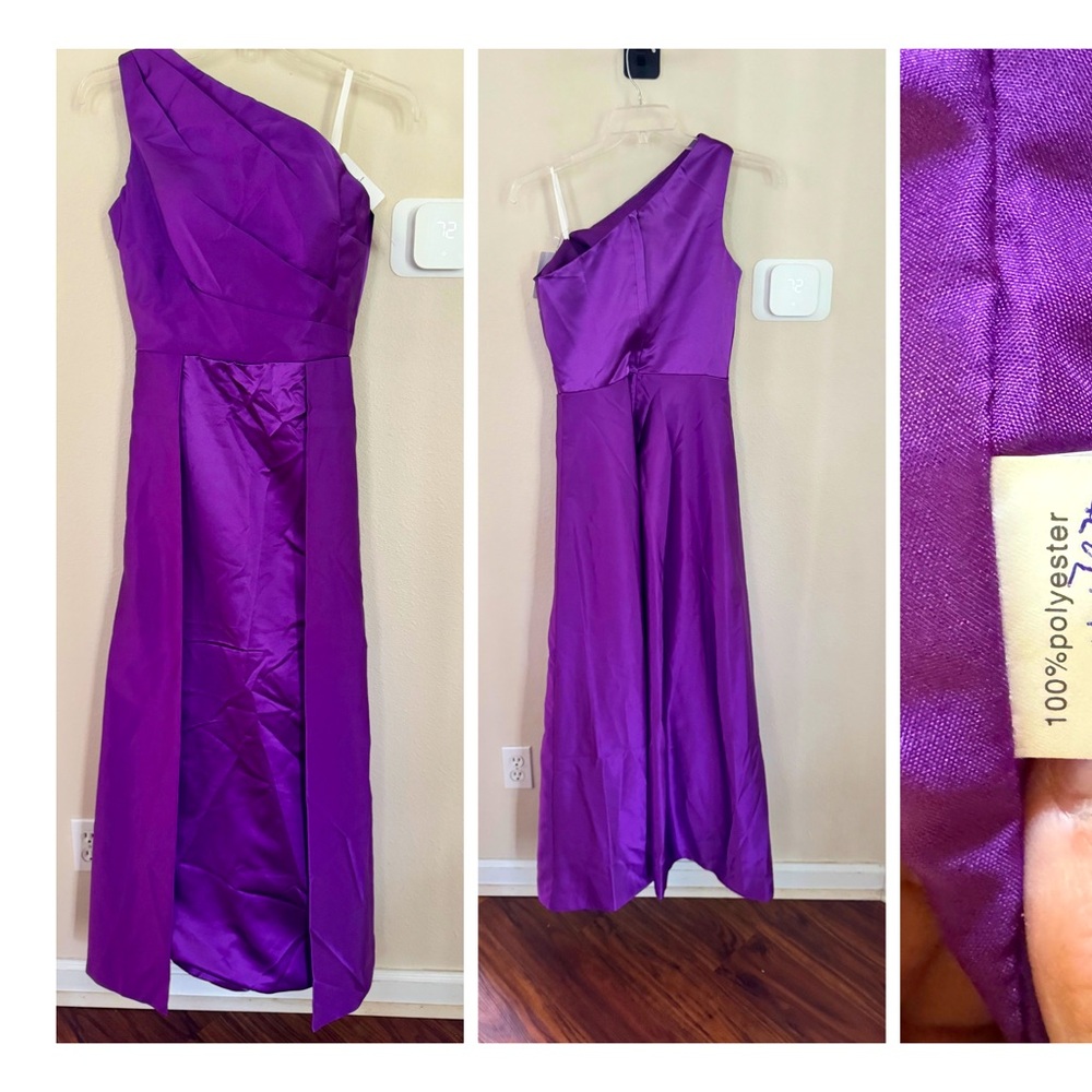 Elegant Purple One-Shoulder Dress Size 10 NWT